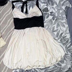 Forever 21 Black and Cream Halter Bubble Dress